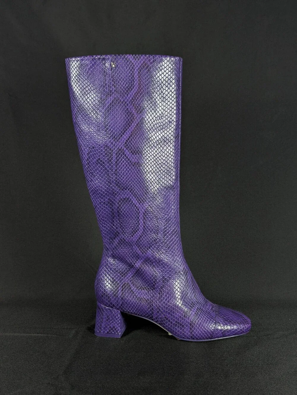 Larroudé Kate Purple Snake Print Leather Boot Size 6 Womens